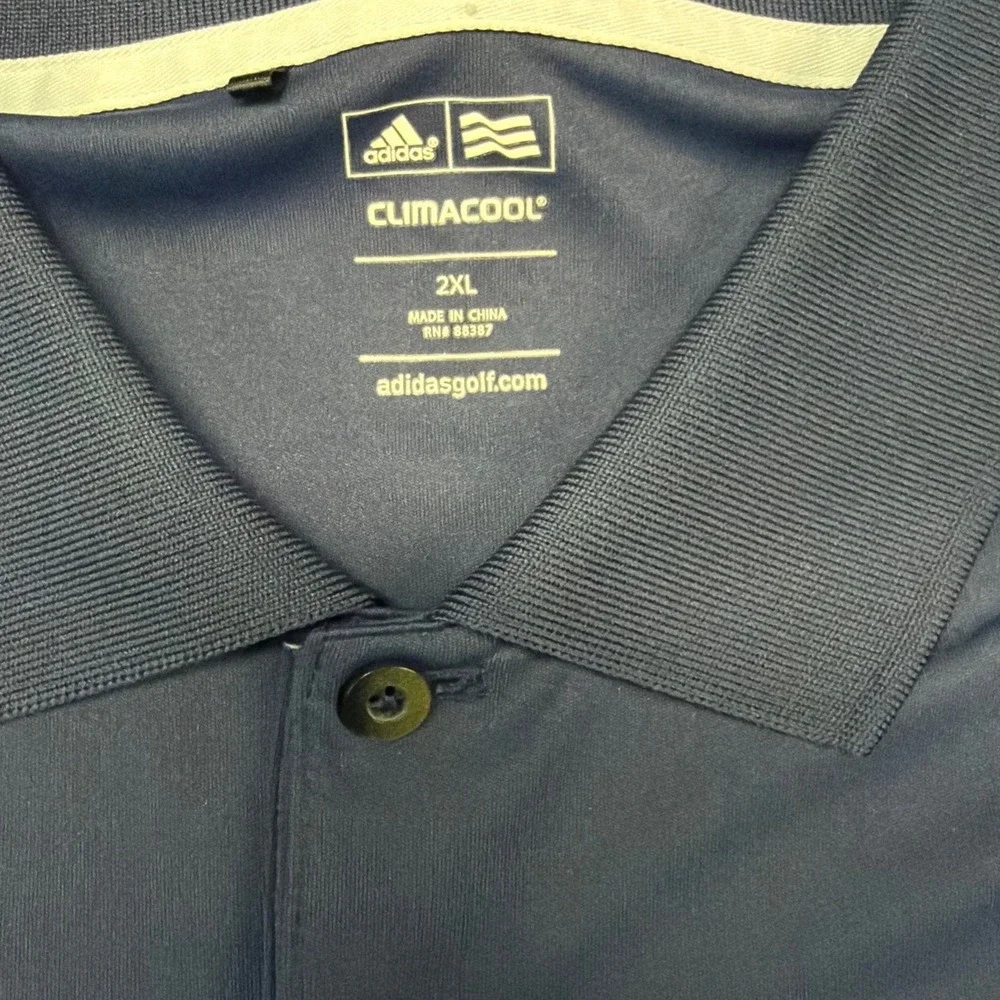Adidas Climacool Golf Polo Shirt Men 2XL Navy Blue Striped Short Sleeve Athletic